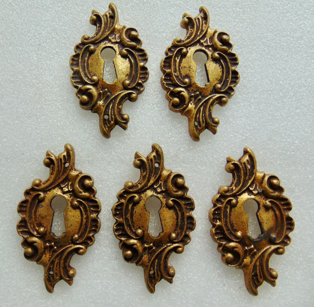 Vintage Antique Brass Keyhole Plate, 5 Victorian Key Hole Plates Covers, Hardware Etsy