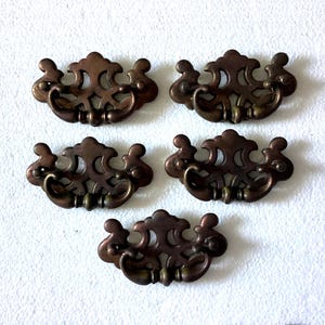 2.5 in CTC Handles 5 Antique Copper Drop Pulls Vintage 2545 Hardware
