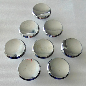 Metal Cabinet 8 large Chrome Knobs, Vintage Ajax glossy Silver Hardware