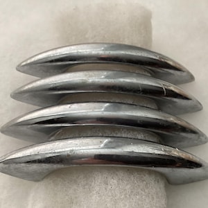 Chrome Cabinet Pulls 2.75 inch CtC Vintage Worn Silver handles Set of 4