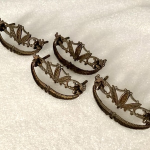3 inch CTC Dresser Handles, 4 Antique Brass Bail Pulls, Hardware