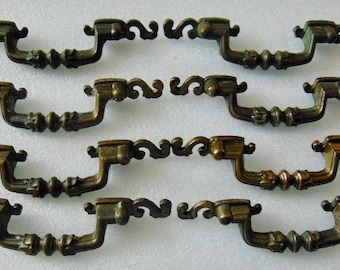 Faux Drop Drawer Pulls 3 in Centers Vintage Antique Brass Hardware set of 8