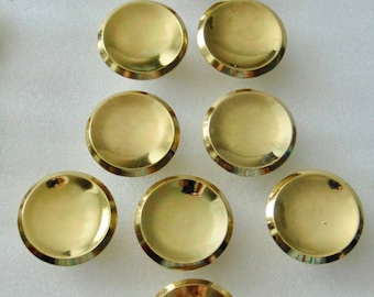 Vintage Large Gold - glossy Brass Knobs, 9 Round Cabinet, Dresser, Drawer knobs - Knob,Hardware