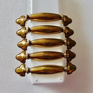 3 inch Antique Brass Pulls, 5 Cabinet Door Handles, Vintage Hardware