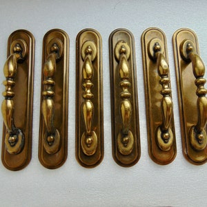6 Pulls & Back Plates, 3 in Centers, Antique Brass, Amerock 1303 Vintage Hardware