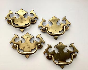 Antique Brass Drawer Bail Pulls 3 inch CtC Vintage KBC Hardware Set of 4
