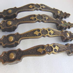 3 in CTC 4 Desk Pulls Antique Brass Vintage Amerock 153 Hardware