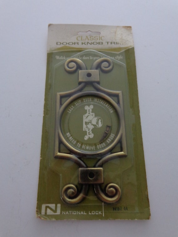 Classic Door Knob Trim Nos National Lock Antique Brass Knob Etsy