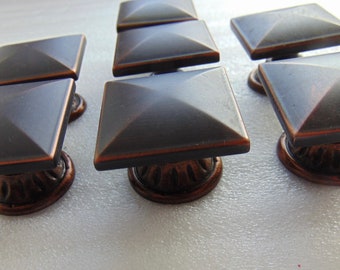 7 Oil Rubbed Bronze Square Knobs & Collars, Amerock 29398 Hardware