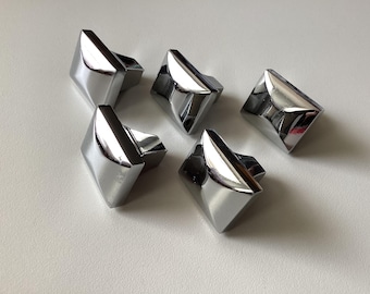 Silver Chrome finish Cabinet Knobs Rectangle shape Hefty Set of 5