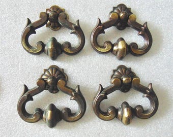 Dresser Drop Pulls, 4 Vintage Drawer Handles Single Screw KBC 4667 & 1765
