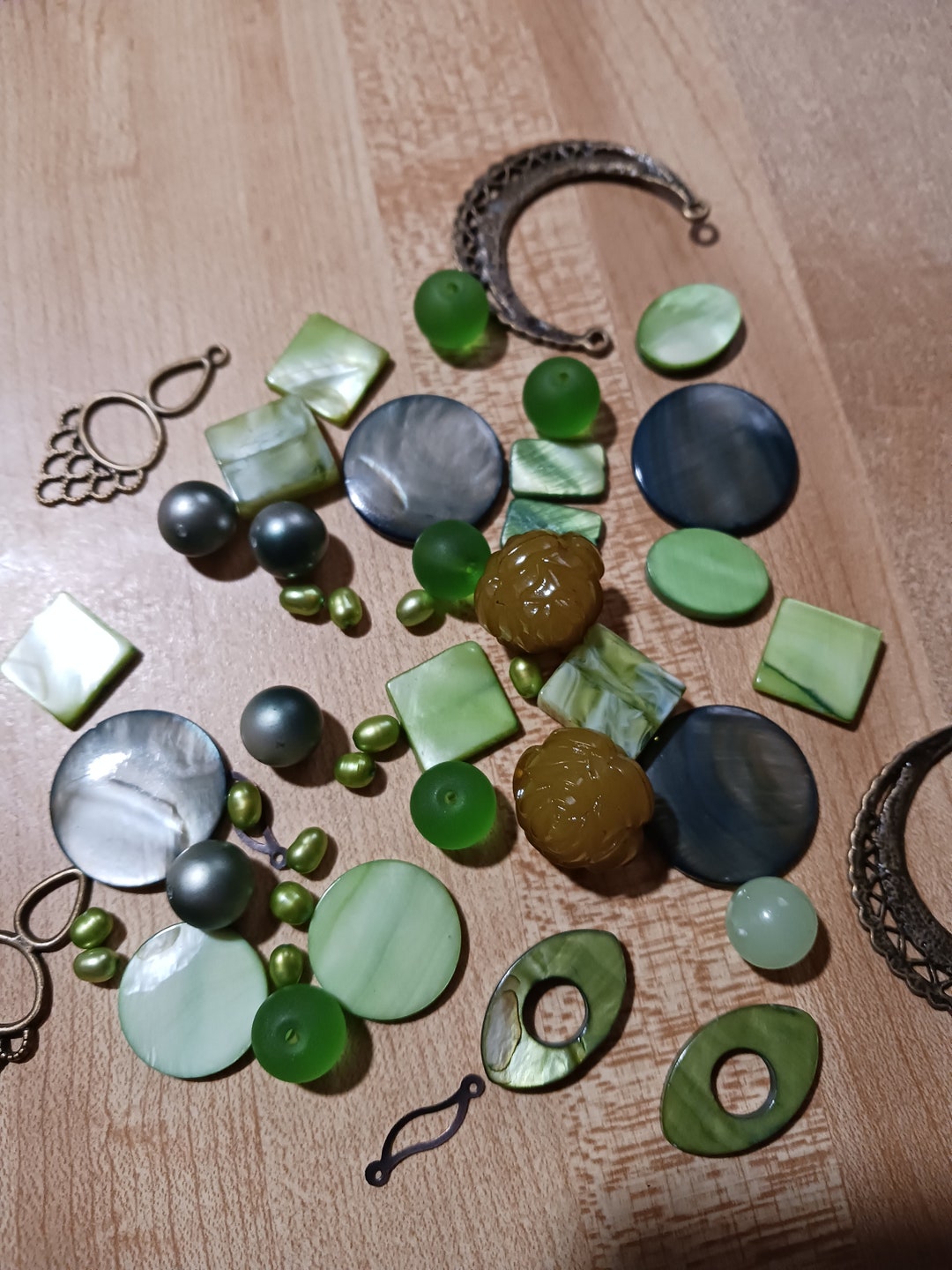 Vintage Bead Soup Mix Destash Lot Green Bead Mix Lot bead Mix Box C Etsy