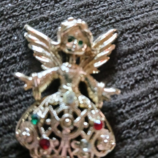 Vintage Replica of Tancer II Rhinestone Angel Brooch - Unsigned