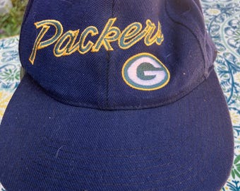 Vintage 90s Brett Favre #4 Green Bay Packers NFL Wool Snapback Hat