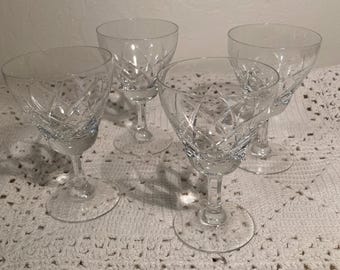 1930’s Crystal cordial bar glasses vintage petite stemware quality crystal glass