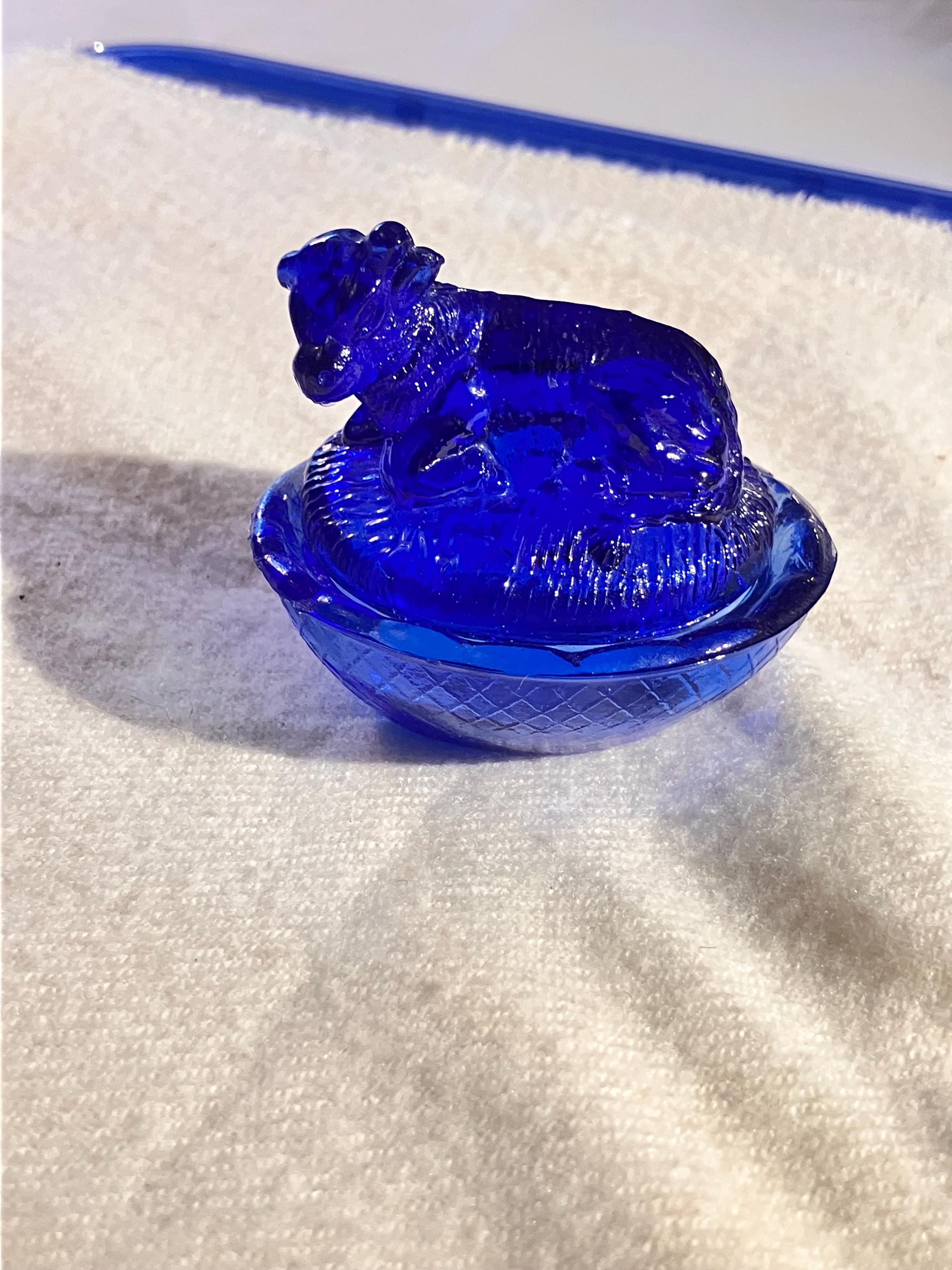 Fenton Blue Trinket Box - Etsy