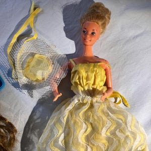 blue hair yellow dress Barbie with a smocked bodice Size:Custom Size Fairy tail casual outings Lulus Women's Olea Stripe