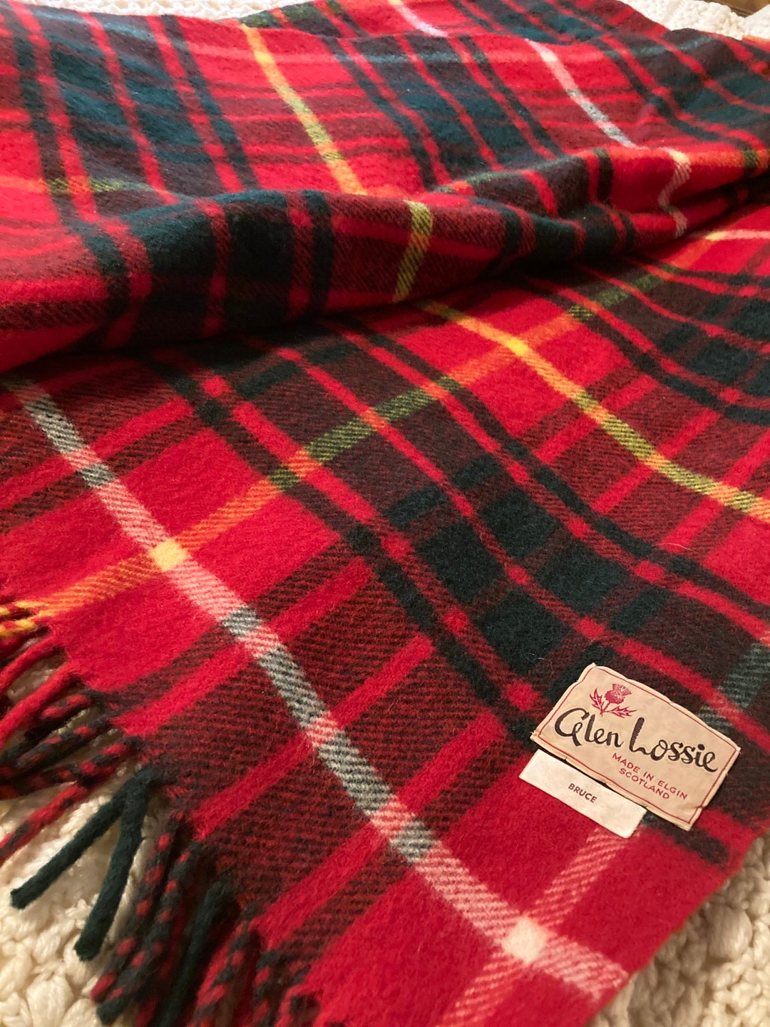 100 Wool Fringed Cabin Blanket Made in Scotland 1950s 53 X Etsy