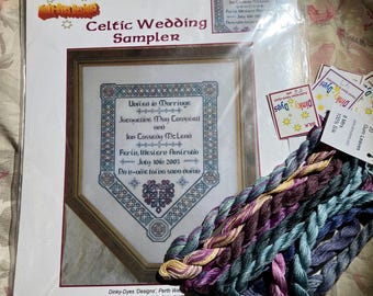 Celtic Wedding 11 Silk floss threads and NOS Sampler kit 2004 by Dinky Dyes Australia new (old stock) wedding Happiness Everyday