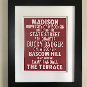 Unframed Madison Wisconsin 8 x 10 or 5 x 7 Print Only