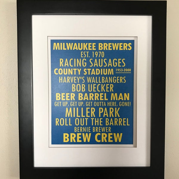 Unframed Milwaukee Brewers Baseball 8 x 10 or 5 x 7 Print Only