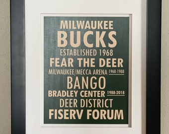 Unframed Milwaukee Bucks basketball 8 x 10 or 5 x 7 Print only