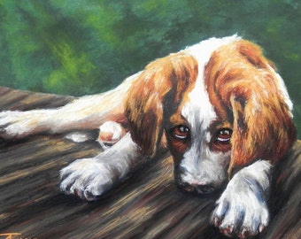 Pet Portrait- Custom Painting in Acrylics or Pastel - Original Dog Art 20" x 15"