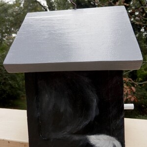 Bird House Hand Painted Black Tuxedo Cat Custom Made Original Wood Outdoor image 4