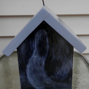 Bird House Hand Painted Black Tuxedo Cat Custom Made Original Wood Outdoor image 3