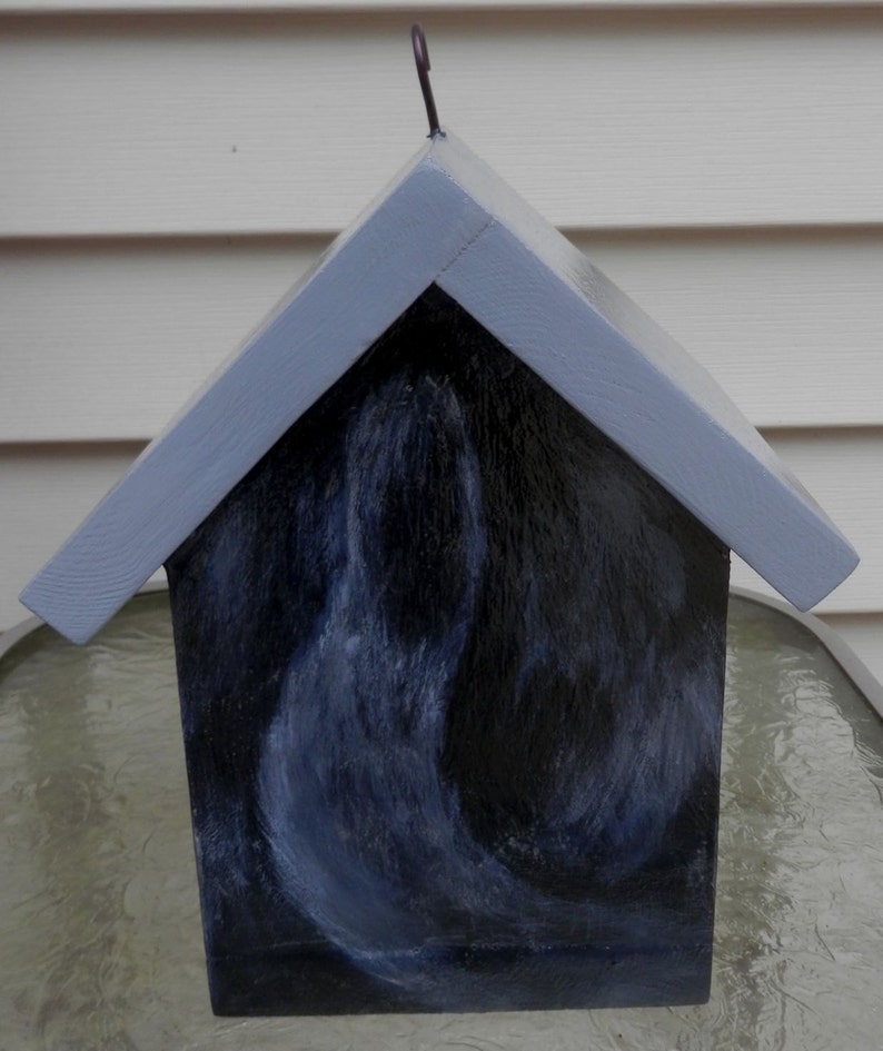 Bird House Hand Painted Black Tuxedo Cat Custom Made Original Wood Outdoor image 3