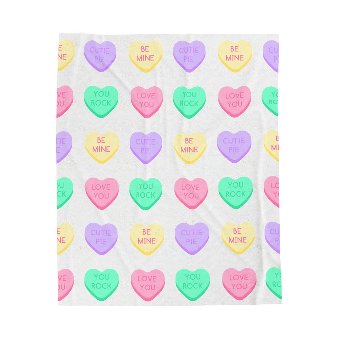 Candy Heart Plush Blanket, Conversation Heart Valentine's Day Gift Etsy
