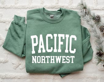 Pacific Northwest, Pacific Northwest Sweatshirt, PNW Pullover, Northwestern US, Collegiate Style
