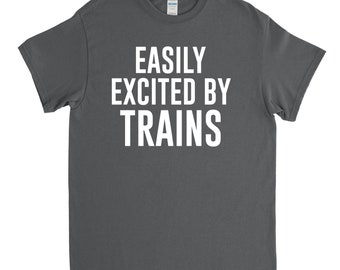 Train Shirt, Train Lover, Railfan Gift, Model Railroad, Easily Excited by Trains