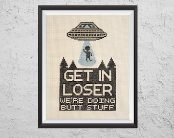 Get In Loser We're Doing Butt Stuff - Modern Cross Stitch PDF - Instant Download