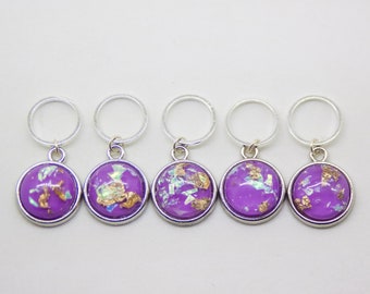 Handmade Snag-free Stitch Markers - Purple Haze - PHAT FIBER April 2018