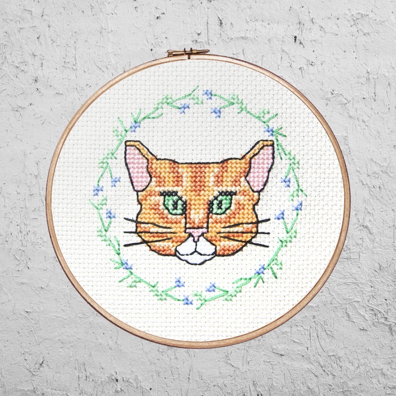 Tabby Cat Modern Cross Stitch PDF Instant Download image 1