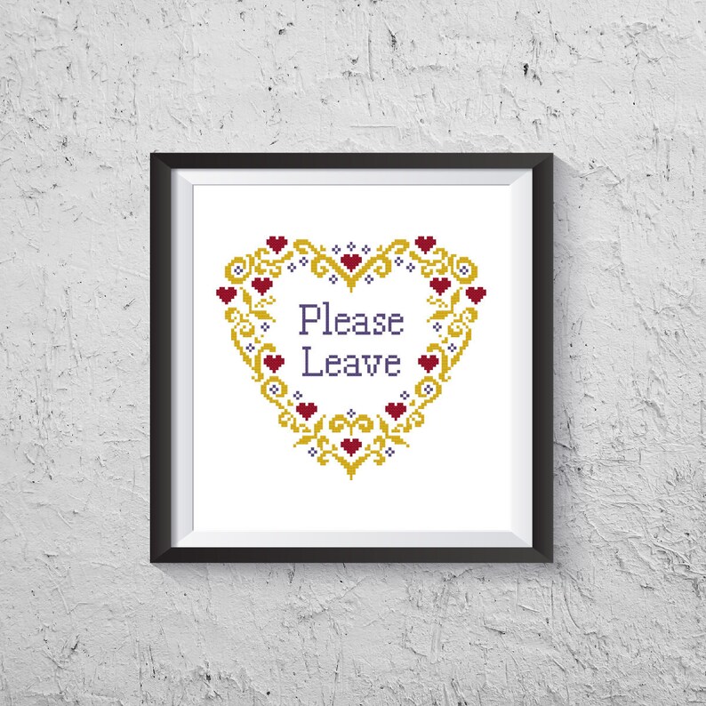 Please Leave Modern Cross Stitch PDF Instant Download image 2