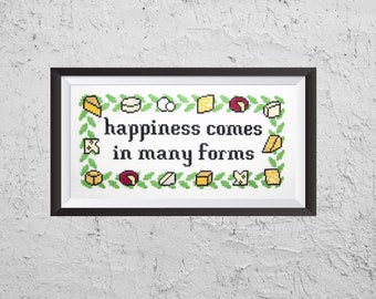 Happiness Comes In Many Forms - Modern Cross Stitch PDF - Instant Download