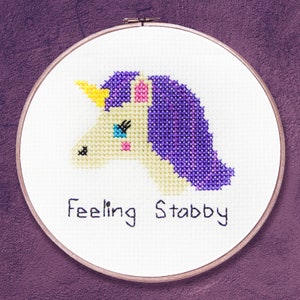 Feeling Stabby - Unicorn - Modern Cross Stitch PDF - Instant Download