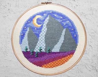 Mountain Scene - Modern Cross Stitch PDF - Instant Download