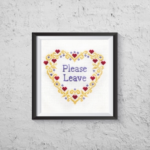 Please Leave Modern Cross Stitch PDF Instant Download image 1