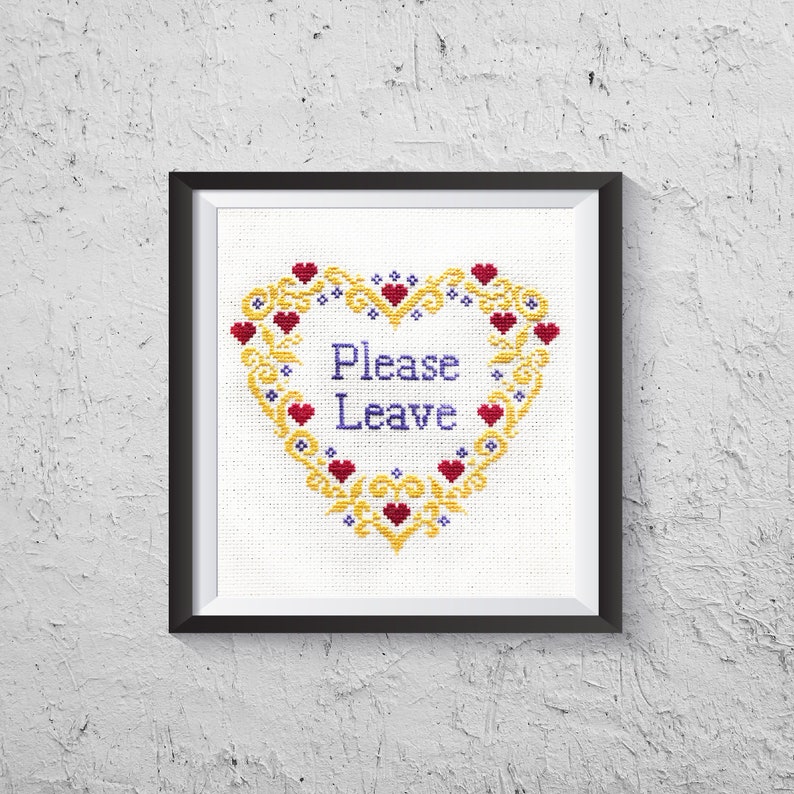 Please Leave Modern Cross Stitch PDF Instant Download image 1