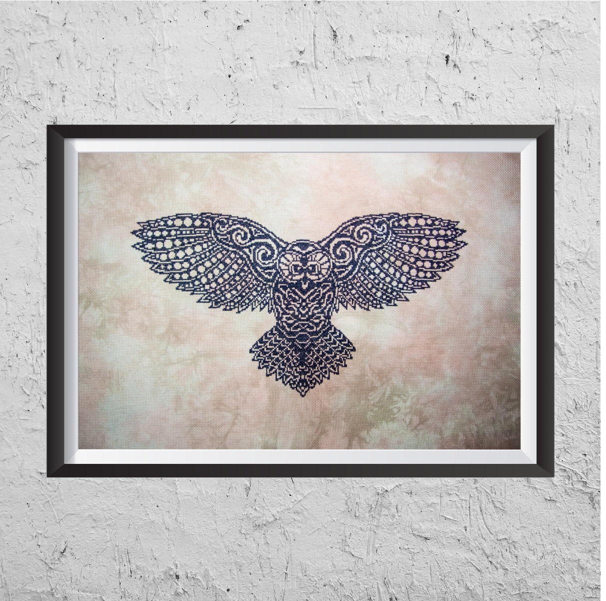 Large Tribal Geometric Owl - Modern Cross Stitch PDF - Instant Download