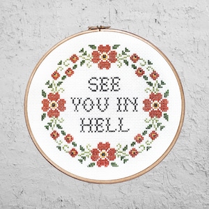 See You In Hell - Modern Cross Stitch PDF - Instant Download