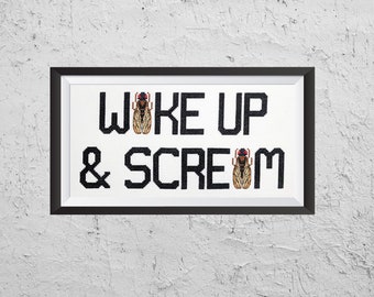 Wake Up & Scream - Modern Cross Stitch PDF - Instant Download