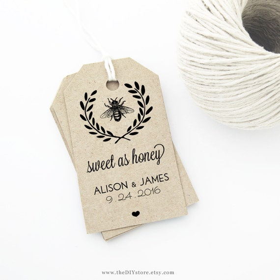 honey bee wedding favor tag template medium tag size wedding etsy