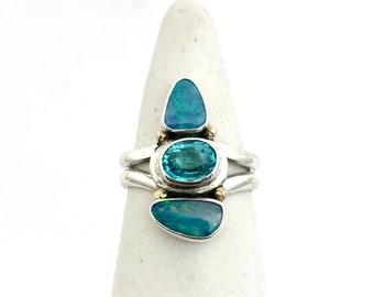 Australian Opal and Apatite Ring