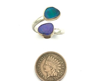 Australian Opal Ring in 14k Gold and Sterling Silver