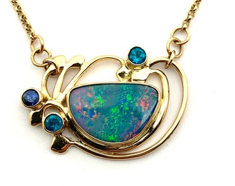 Australian Opal Necklace in 14k gold