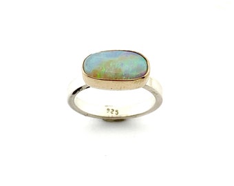 Australian Opal Ring with 14k gold  Sterling Silver